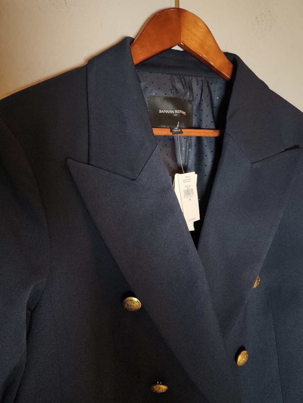 NWT Banana Republic Navy Blue Blazer Jacket Double Breasted Women's Size 16 - Picture 12 of 16